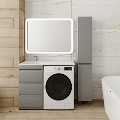 Style Line Тумба с раковиной под стиральную машину Даллас 110 L 3 ящика Люкс Plus серая – фотография-6